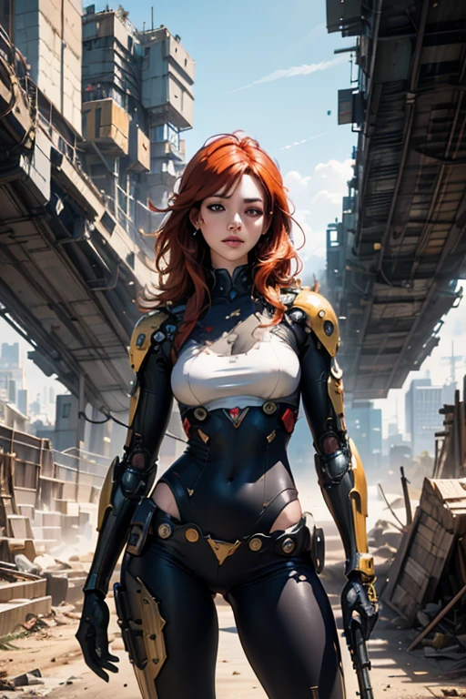 a woman holding a gun and machinery, cyberpunk art inspired by Rosco, art station, fantasy art, high detail digital art 4k, carol is behind, beautiful digital art, 2.5d cgi anime fantasy art, stunning character art, cyborg valkyrie woman, 4k digital art detail, voytec fuzz, 
1 woman, (orange_hair:1.1), (zen, mandala, tangled, en tangled:0.6), (fractional art), most beautiful chaotic pattern, brutalist design, (best quality,4k,8k,highres,masterpiece:1.2),ultra-detailed,(realistic,photorealistic,photo-realistic:1.37)