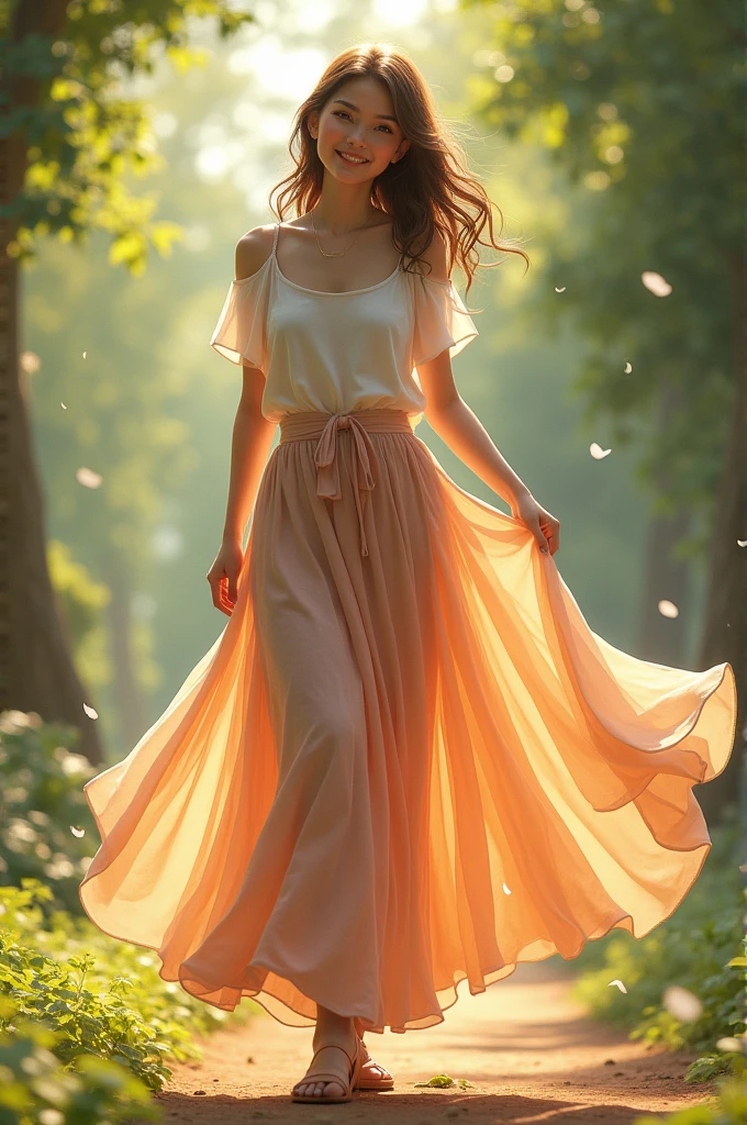 A woman in a skirt