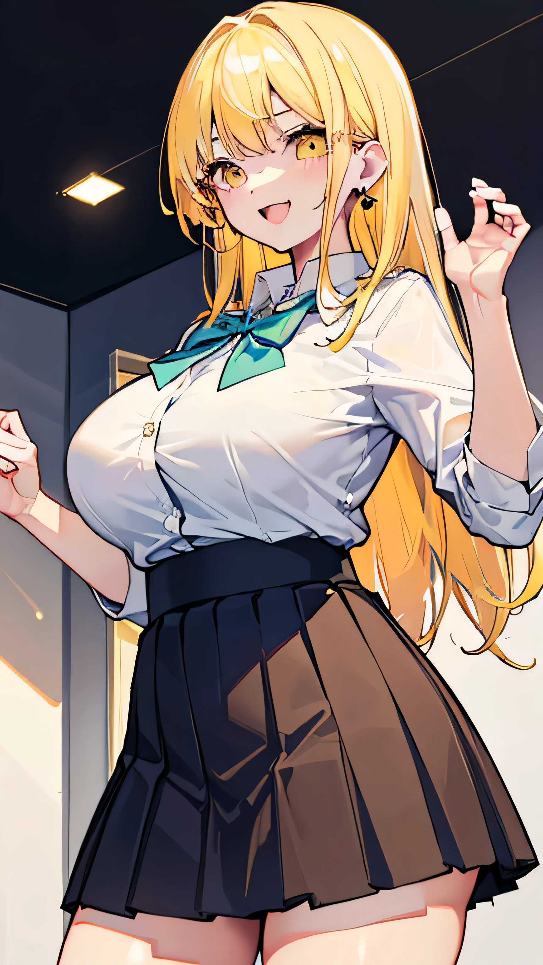 ,masterpiece, stunning reality, Realistic,Clarity, 2 girls,French kiss, girl kissing, French kiss, Wet tongue, eyes closed,whole body,Standing in the classroom,There are a lot of things in the background ,Big breasts