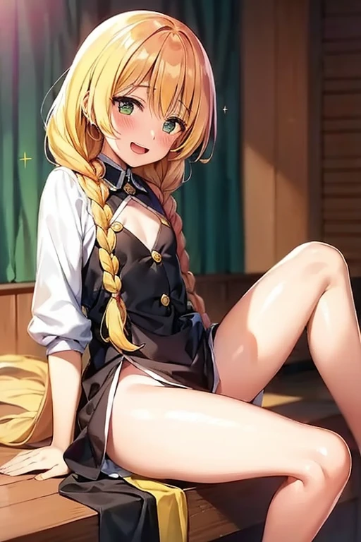 ((Best Quality)), ((masterpiece)), (be familiar with),  perfect face, indoor, bedroom, Watching the audience,
One woman, Kanroji Mitsuri,
Open Mouth, Ecstatic expression, blush, smile,
Small breasts,  flat chest, , , child, Girl,
Long Hair, Braids,
Leg spread,