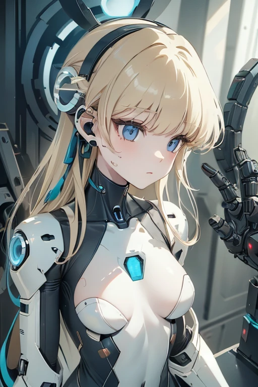 (masterpiece),(Best quality),(Very detailed),(Best illustration),(The best shadow),(It's absurd),(Detailed background),(So beautiful), 16k, 8k, 4K,(The best shadow),Robotization,female ,big breasts,Robot Joint ,Metal skin,Black robot suit,Long hair,Black suit covering the entire body Robot hand,Cyber Bodysuit,Mecha Head,Robotization, Transform into a robot,(Hands and fingers are depicted in detail:1.2),Perfect anatomy,Cybernetic Girl,Sci-Fi Armor,cyborg girl,The wires are connected to the back of the main unit...,No exposed skin,(A face carved like a robot),A neck made of wire,USB port next to the neck,visor,chrome skin,no messy picture style,brainwashing,empty eyes, ((No expression,erasure of emotions)),Centaur girl,Centaur