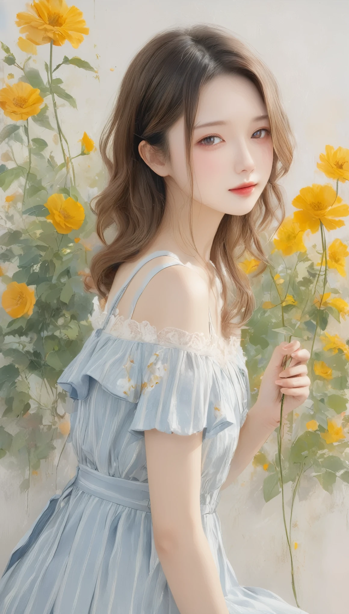 (((Simple configuration)))、(((The background is a white wall:1.2)))、One Girl、 Perfect Anatomy、絵のようにbeautiful、sketch、Very delicate、Cloud-like wall、、Floral、Delicate depiction、Abstract、Overall bright color、Gentle colors、Realistic photos、realism、超realismRAW写真、、(masterpiece、Best Quality、Best Quality、Official Art、beautiful, beautiful:1.2)、