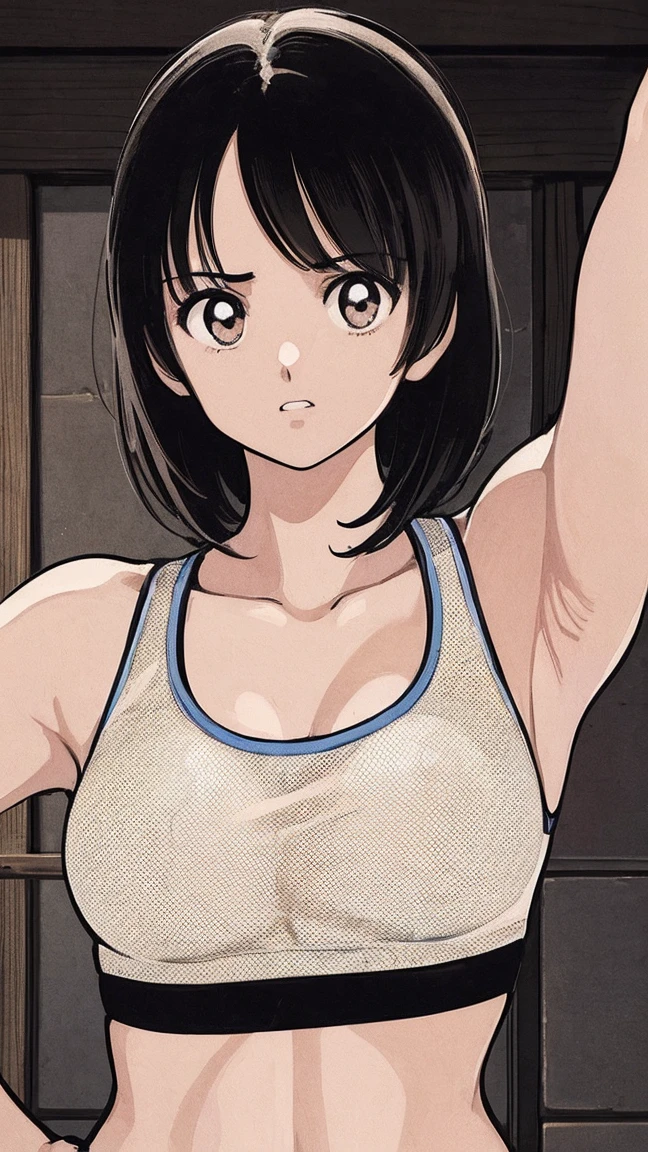 (((Full Body Shot、  Boxing Gloves  、Sports Bra)))、((Pencil drawing))、((Manga))、(masterpiece、top-quality)、Best Quality, masterpiece, 超A high res, (Realistic:1.4), ((masterpiece:1.4, Best Quality)), ((masterpiece, Best Quality)), (Manga style:1.4)、 (超A high res:1.2),  high res、flawless、masterpiece, Best Quality,       Soft Dim Lighting      , addition_detailed, Good lighting、A highly detaileded、Highly detaileded CG Unity 8K wallpapers、Raising awareness、((beautifull detaileded face))、( ((ultra-detailedliert )))、high-resolution Raising awarenessns、Side light、((Raising awarenessnbest))、Highly detaileded eyes、      perfect lighting 、(extremelydetailededCG:1.2)、(((masterpiece))), (1 personの少女)、(1 person)、      solo focus      、    glowing skin    、 beautiful girl with beautiful detaileds, Very cute, beautiful girl with beautiful detaileds,           professional photo writing     , extremely detaileded eye and face, （ 人物の接写 ）、(Manga style:1.1)、Plain Bottom、(masterpiece、Best Quality:1.2)、((      facing the front      :1.2))、With bangs、Young woman 、((       upper body  :1.2))、 short hair、    、 Outside、      Boxing Gloves      、Full Body Shot