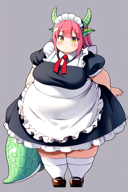 masterpiece, Best Quality, Obese Toru  \ (Maid Dragon \), dress maid ,  Dragon Tail