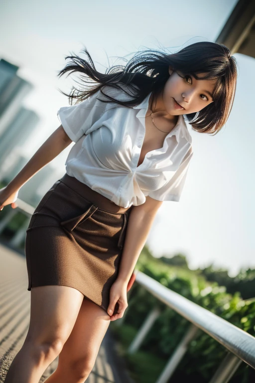 Masterpiece, Top Quality, High Resolution, G-Cup Hi-Res, Single Girl, Solo, Japan, 18 years old, Angle from below, Skirt, Shirt, Blue eyes, Sheer shirt, Unbuttoned, Unbuttoned, Fluffy breasts, Cleavage,Protruding, Hard, Gray hair, Pleated skirt, Socks, Black skirt, Long hair, Long sleeves, Bangs, Black socks, Dress shirt, Troubled look, Blushing, Sweaty, Drenched, Sheer Look-through, Sheer clothing, Wind-in-the-wind skirt, Lift up skirt, Crotch line, Hip line, White underwear, Panty shots, Beautiful leg line, Drops running down the legs, Drenched lower body, Wet waist, Excessive crotch droplets, Body parts three-dimensionality, Exposed underwear, Realistic skin texture, Focused on feet, Kneeling, Kneeling spread, Bright room, Finger shift panty position, Lighting from below, Panty real, hyper detail, (shiny skin, real texture skin: 1.4), blush, long wavy black hair, black eyes, dynamic lighting, high resolution, sharp focus, depth of field, detailed eyes, sharp eyes, realistic eyes, thin legs, attractive body, wet skin