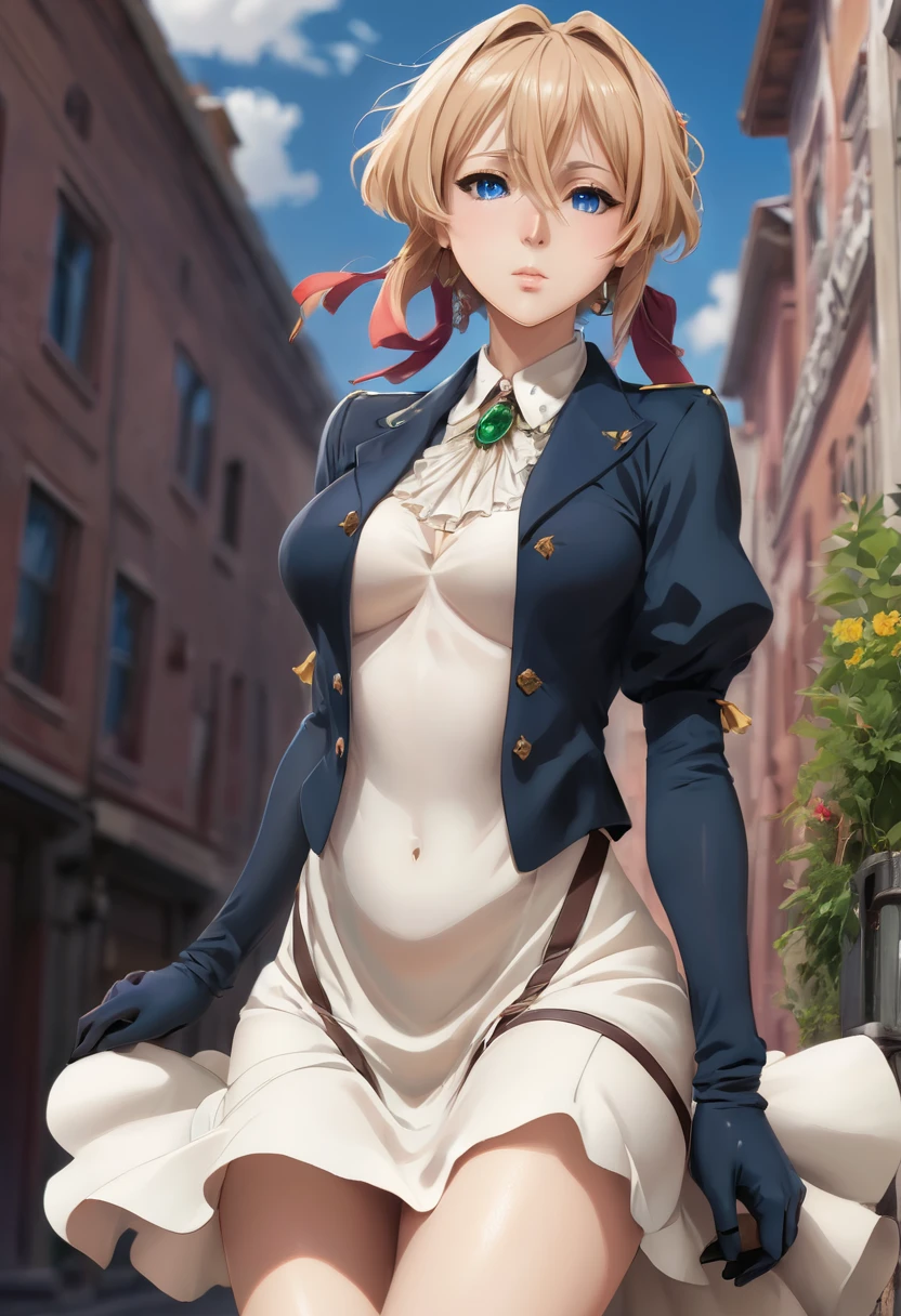 nsfw , hentai , best quality, ultra-detailed, high resolution, extremely detailed cg, unity 8k wallpaper, masterpiece,masterpiece, highest quality, High resolution, violet evergarden, Braid, hair ribbon, red ribbon, jewelry, white ascot, brooch, blue jacket, long sleeve, brown gloves, white dress, long dress, nipple cutout ,1 suitcase, Scat Girl, from behind , back viewing , Booty pose , ass focus , looking back , upskirt , Poop excretion, Poop in the hair, poop on the face , in a street , Seen by many people , Body covered with poop, defecate on the body, a lot of poop on the body, stuffed with poop, unclean, High quality, big areola, bent over, leaning forward , spread pussy , exposure, Dark armpit hair, Sensually, The sheen, embarrassed,shed tears , drooling , saliva , saliva on tongue