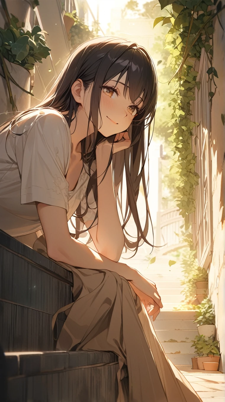 RiceShower,Umamusume, watercolor medium, anime screen cap, dutch_Angle, up looking_Down, Thick_thighs thighs thighs thighs, Lying, extra detailed body, girl, 年轻,20 years old, Long hair, flipped hair, wept bangs, Floating hair, Brown hair, long hair flowing with the wind, Authentic and detailed face, blush, beautiful and delicate eyes, Slightly open mouth, Delicate arm and hands, Delicate hands, Brown eyes, Authentic skin texture, wrist_Cuffs, Chinese_Clothes, See-through, Transparent_Background, Ancient skyscrapers in China, Breeze, bloom, ((very precise details)), hight resolution, extremely detailed CG unified 8k wallpaper,