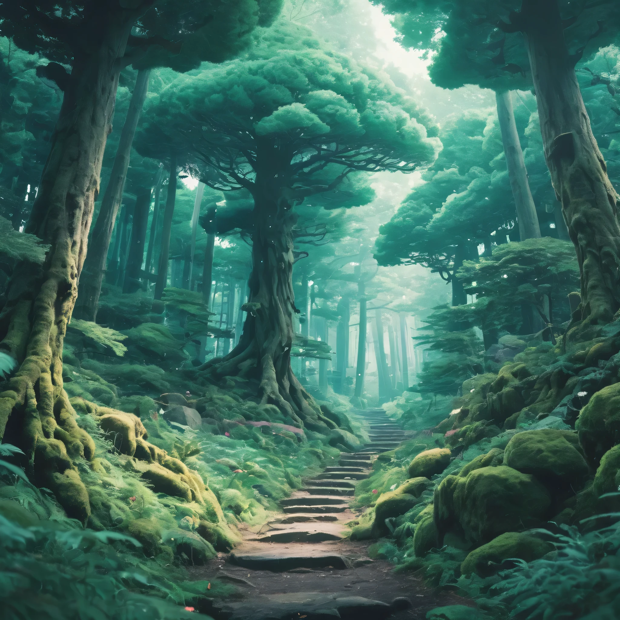Mythical forest with anime blend