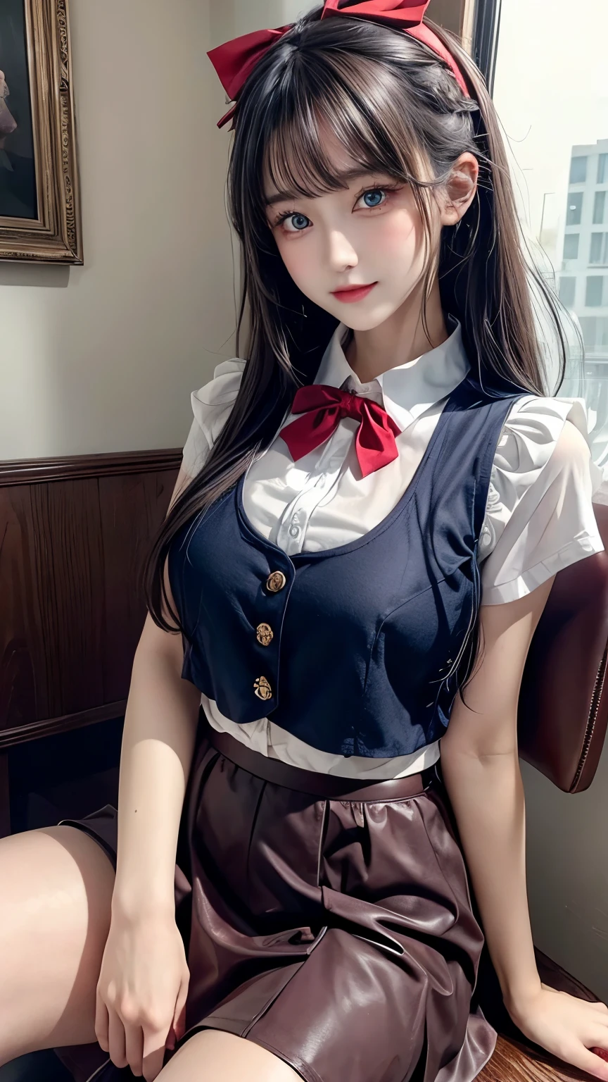 1girl,huge breast, red hair, red eyes,high quality, ultra detailed, masterpiece, realistic, clothes