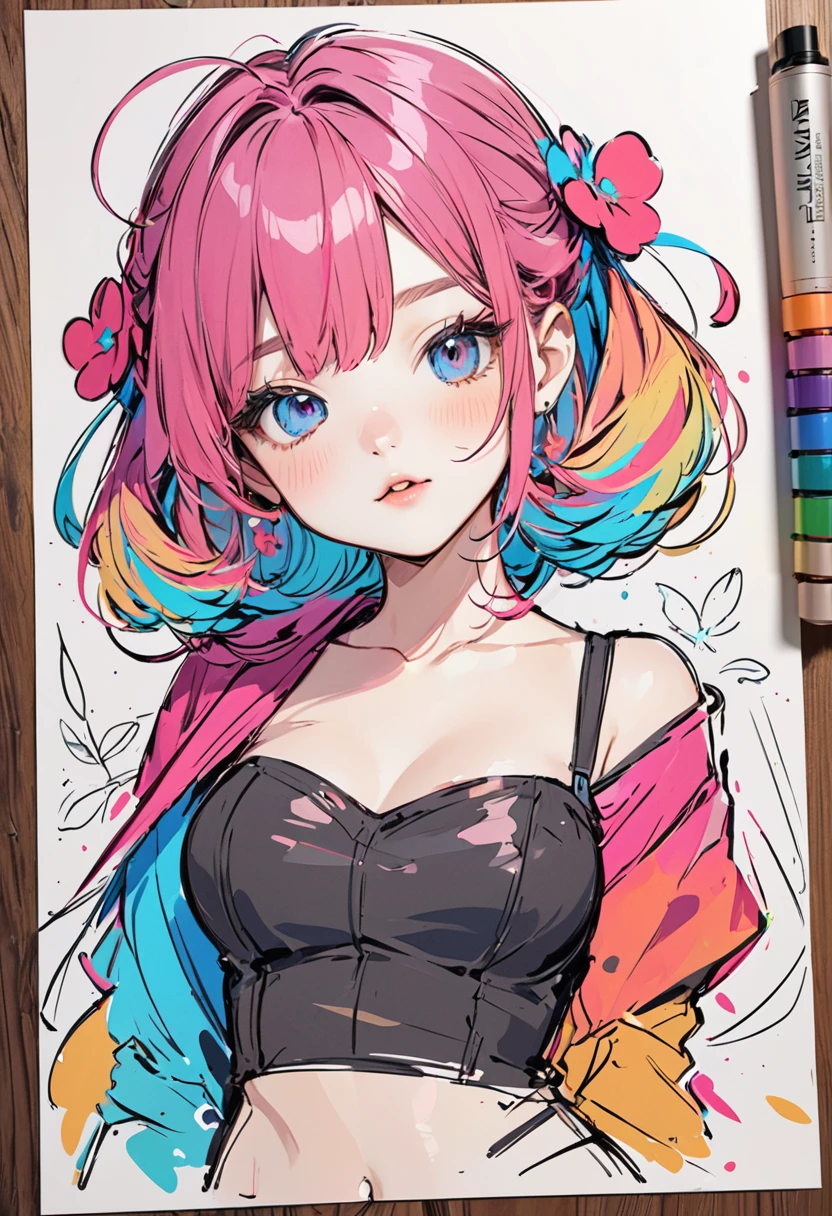 Artwork that looks like a colored rough sketch drawn, cute beauty