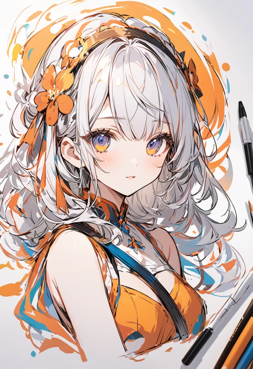 Artwork that looks like a colored rough sketch drawn, cute beauty