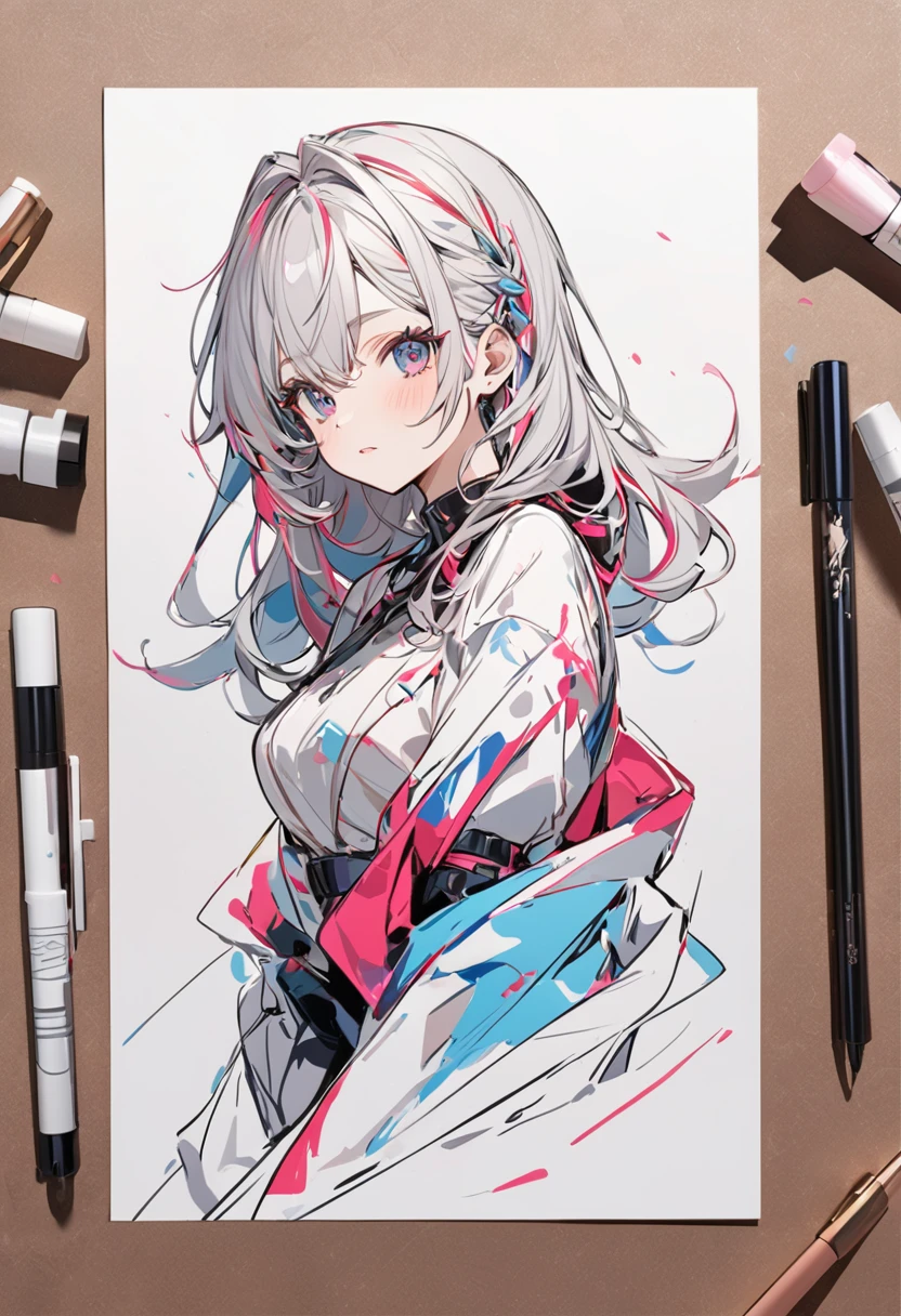 Artwork that looks like a colored rough sketch drawn, cute beauty