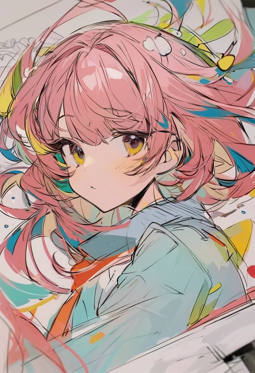 Artwork that looks like a colored rough sketch drawn, cute beauty ...