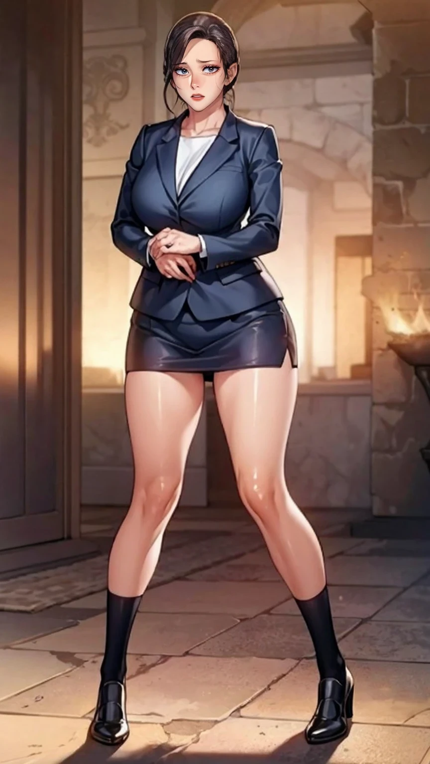 (mesa,high quality,16k:1.1),(Depth of fields:1.3) ,((front body:1.35)),German ,women, ((Business suit, mini skirt)), socks,huge breasts, voluptuous, thick, curves,(looking at the viewer:1.3),(full body shot:1.2),(Beautiful morning view of the city:1.2), high. sexy, mini skirt, pantisocks, long sexy legs, neckline