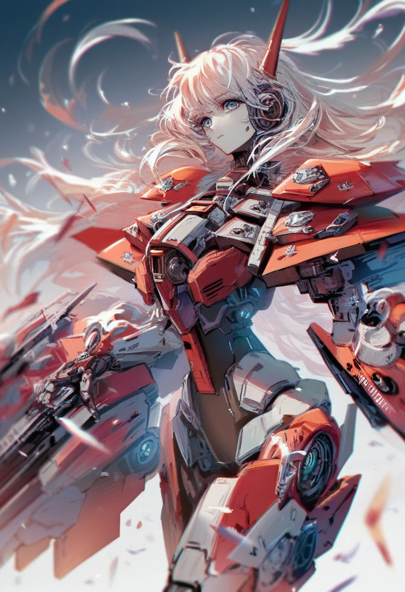  sword blowing white mecha  ,  concept art inspired by Krenz Cushart, Pixiv Contest Winner,  Conceptual Art, from arknights,  girl wearing mecha cyber armor, Mechanized Valkyrie Girl,   mix of animated robot elements and organic elements, Anime Manga Robot!!  Anime Girls , Modern mecha anime, Close up of a female model with a , female action  Anime Girls 