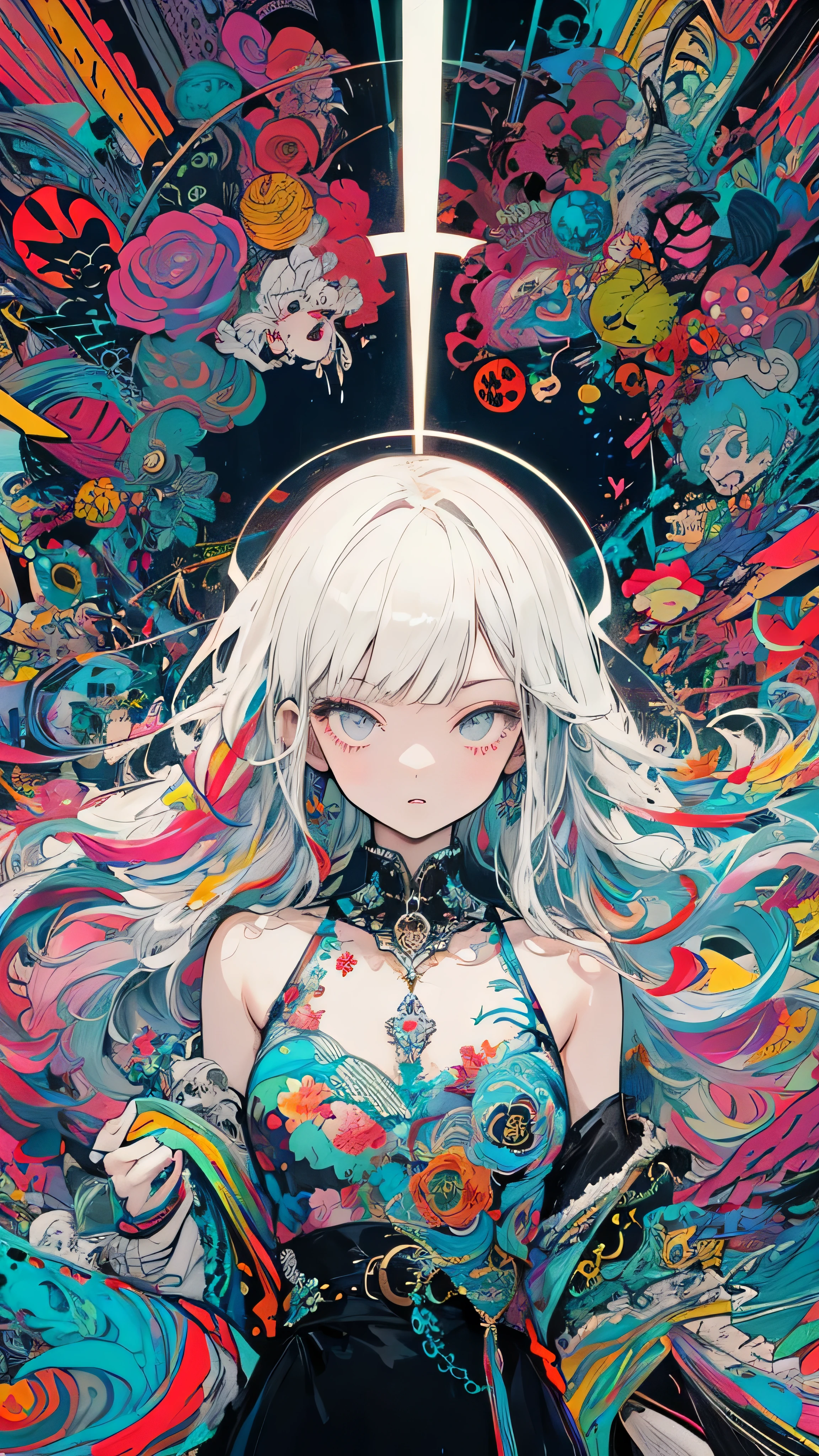 leaning back with hands out in the air,girl、high school girl、(masterpiece, highest quality, official art:1.2), (flat color:1.5),(colorful),looking at the viewer,1 girl,alone, white background, ,(2D:1.5) ,NSFW