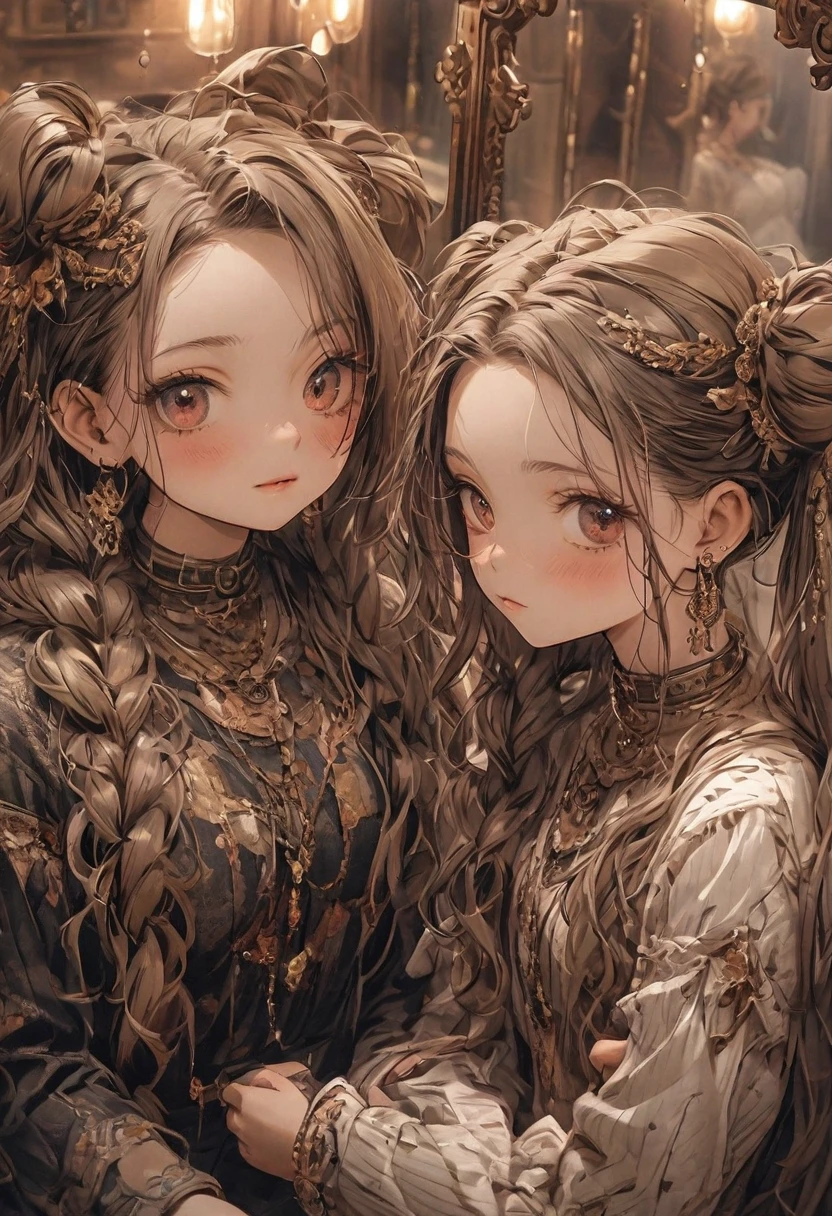(low quality,worst quality:1.4),extra limbs,missing limb,extra digit,fewer digit,missing digit,missing finger,fused fingers,mutated hands and fingers、 1. Character Design: • face: With half-open, gentle eyes、A blank, unmotivated look。Although relaxed、A somewhat dazed atmosphere。 • Hairstyle: Fluffy and soft hair like sheep&#39;s wool。The color is light cream。 • Costumes: Fluffy pajamas。The material is as soft as a cloud、Pastel light shades。Tops and bottoms are all together、Warm impression。 • Little lamb&#39;s ears peeking out from under her hair。 • accessories: Soft slippers and、Ram horn headband。 2. Background and atmosphere: • background: Her room。Stuffed toys and cushions scattered around、Beds and sofas are provided、Cozy space。 • Small items: Blankets and pillows、Stuffed sheep。There are magazines and books in the corner of the room.、Coffee cups and snack bags are placed on the counter.。 • Lighting: There are no windows in the room.、Light from lamps, monitors, etc. is illuminating the room。 • atmosphere: Overall it was relaxing、Lazy atmosphere。The colors are based on pale pastel colors.、Emphasise the soft feel。 3. Pose and expression: • Pause: Lying on a bed or sofa、Tapping on a smartphone。Throw out your legs、Stretching out and relaxing。 • expression: Staring blankly at his smartphone with a disinterested look on his face。 4. Image Effects: • Light and shadow effects: • Reflect the light from lamps and monitors.、Emphasizes a warm and cozy atmosphere。 • Beds and sofas、Add realistic shadows around the characters、Increases the sense of volume。 • Blur effect: • To focus on the characters、Lightly blur the background。This、The main character stands out。 • Slightly blur the accessories and small items in the foreground.、Make sure the gaze is naturally drawn to the character。 • Glowing Effects: • The light from the smartphone held by the character、Reflects onto faces and hands for a realistic effect。 • Add a soft glow effect throughout the room.、Creates a warm and inviting atmosphere。 • Adding texture: • Fluffy pajamasの質感を強調するために、Depicts the weave and texture of the fabric in detail。 • backgroundのクッションやぬいぐるみなどにもテクスチャーを追加して、Increases realism。 • Color tone correction: • Use pale pastel colors throughout、Maintains a gentle, warm tone。 • Add appropriate highlights and shadows、Add depth to your characters and environments。 • Using filters: • Apply a soft focus filter to the whole image、Creates a soft and dreamy effect。 • Add a vignette effect、Darken the outer edges of the image a bit、Make sure your gaze naturally focuses on the central character。A worldview similar to that of the Persona series、Style、Concept Art