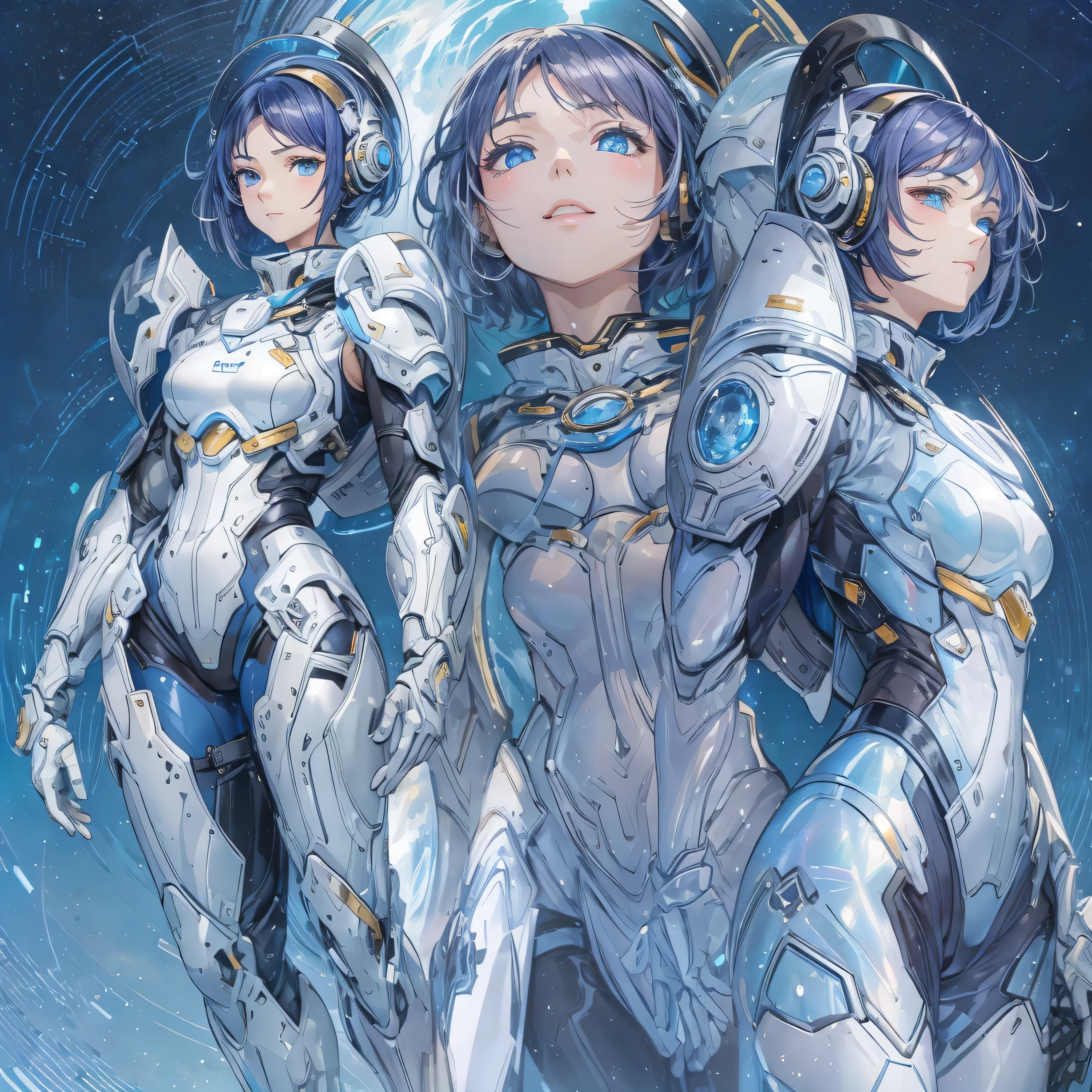 Mechanical realism of advanced latitude lifeforms, mermaid tail below waistline, full body,