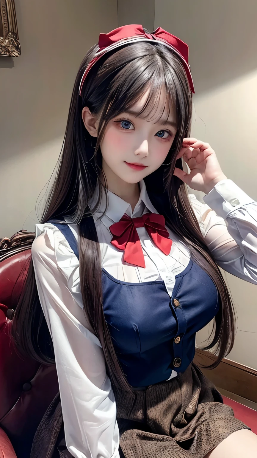 (((best quality))), (((masterpiece))), beautiful eyes, (((pretty face))), 8k, 1girl, ((small breasts, flat chest)), blush, indoor, ((library)), pantyhose, detailed colorful hair, hairpin,  <lora:taiwanDollLikeness_v10:0.5>,loli,sexy, slender body,sexy pose,cat ears, down jacket,((frilled shirt)),((miniskirt)), (floor-to-ceiling windows), dynamic angle, side blunt bangs, hairs between eyes, ribbons, bowties, Clutch on the ground, table, crosssection