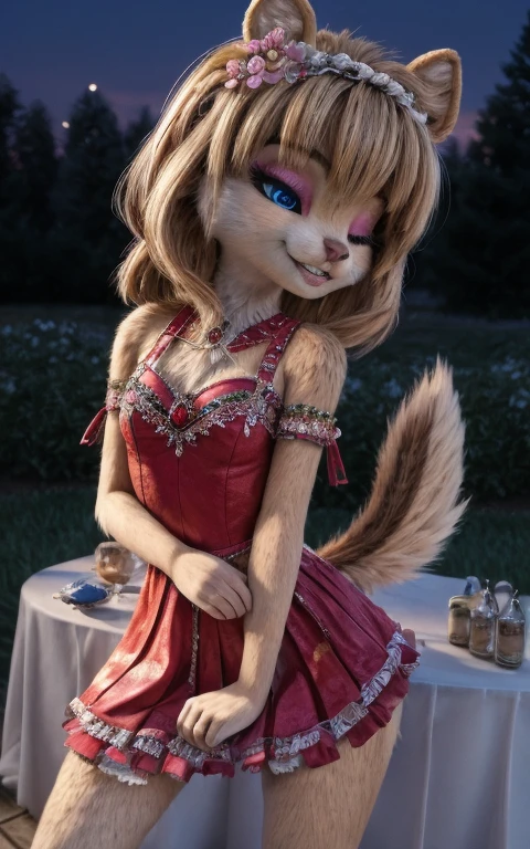 Brittany_Miller, One, chipmunk, fluffy, , feminine,young ,  fur trim  , 3d Model,slim body,   makeup table   ,wears   ,      paints eyes with mascara    , in the park, date,evening,  Flowers in hands   ,   sexy body , 18+,   first person  ,light erotica, Model,   small round breasts  ,  tail sticks out  , in a beautiful evening dress   , fluffy,      on an all-white background     (a little plump:0.3), Cute, (small ears), (short muzzle),     long slanting bangs    ,  ,    long hair at the back on a barrette  ,Blue eyes , eyes closed , beautiful eyes, intimate  ,кружевное розовое intimate  ное платье , detailed fur, perfect teeth,  Slightly flirty   , beautiful view,    