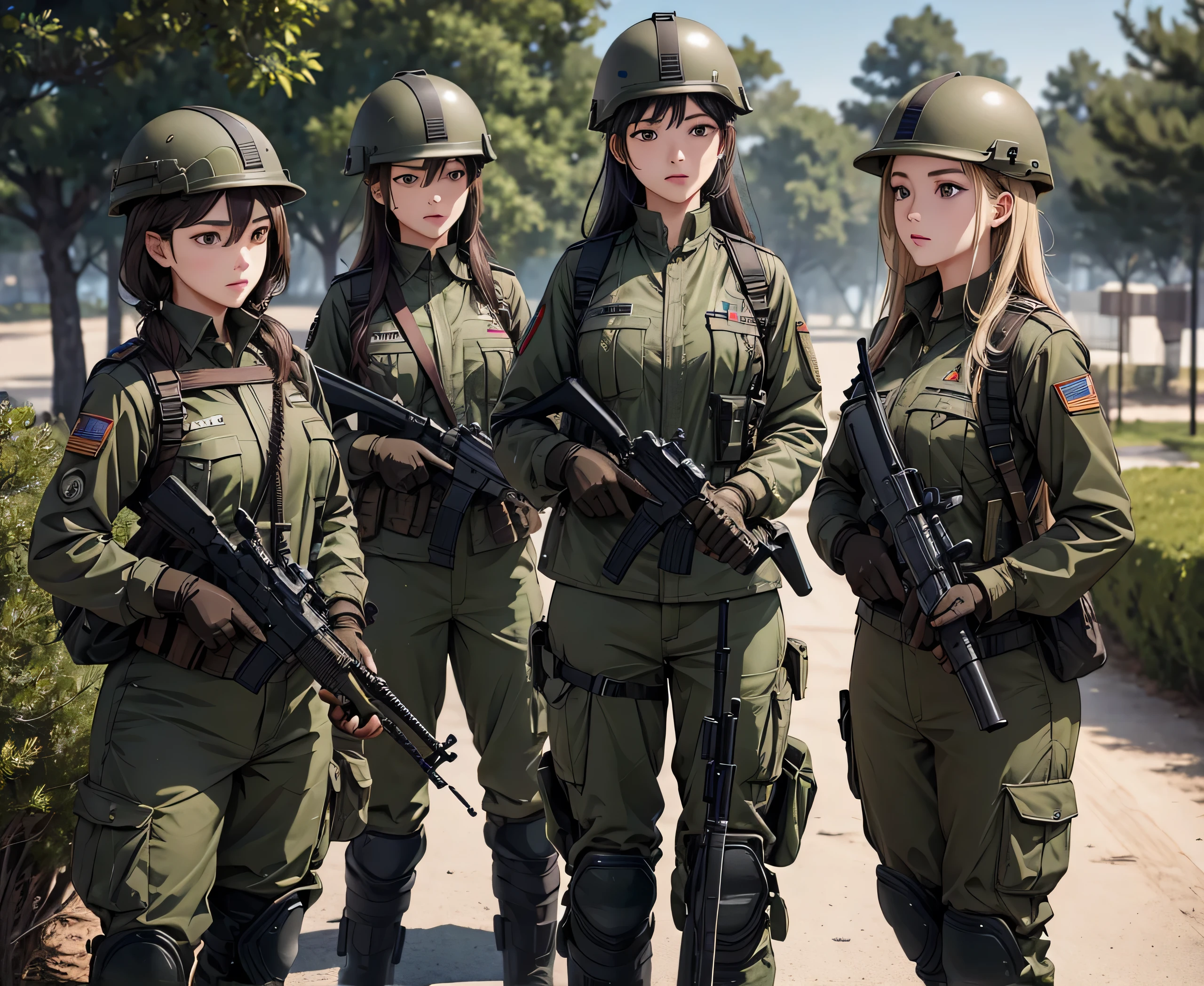 (best quality, master part, Melhor_qualidade, circunstanciado:1.5),ANC Female Guerilla Fighter (South Africa): Wearing worn-out civilian clothes or military-style uniforms, wearing used hat or bandana, and a faded flag patch of South Africa, with black hair styled short and curly, accompanied by deep brown eyes in an epic South African landscape.