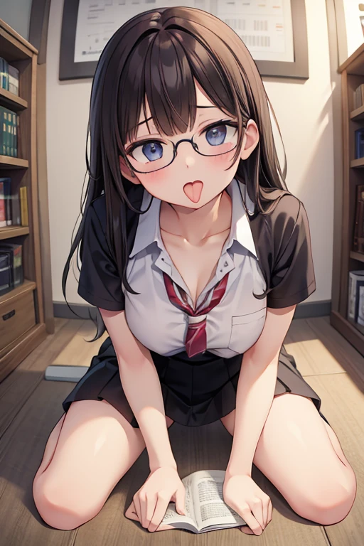 (glaring:1.2), nsfw, (vacuum fellatio:1.5), (:>=:1.2),(big penis:1.1), pov,leaning forward, head shot, long hair, Braid, sidelocks, black hair, brown eyes, white skin, hairclip, glasses, thin eyebrows, anime cg,(cum:1.5),(tears:1.3),(目を瞑る:1.3), masutepiece, Best Quality, Detailed CG, 8K Wallpaper,