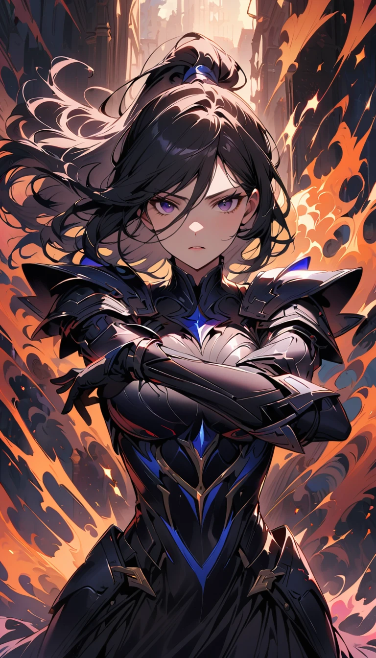 Waist up super heroine hot ocidental teen (masterpiece), best quality, expressive eyes, perfect face, art in fantasy mythic action effect, sharp focus, wearing super detailed suit with mechanicles part & hero cape, cybersamurai, glowing, holding sword