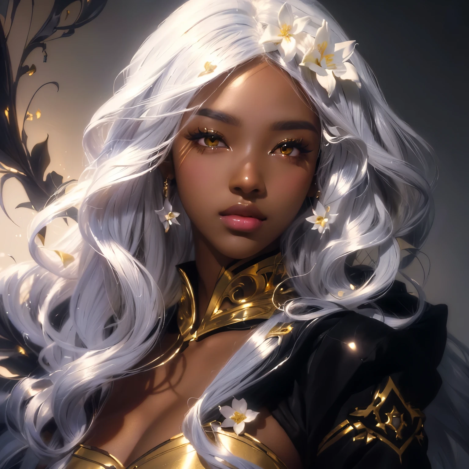 Masterpiece, best quality, ultra definition, best resolution, beautiful art, realistic skin, perfect skin, high definition skin, 8k, ultra definition, black fairy, 19 years old, white hair, sugar fairy, ballet, black fairy, sweets, black sugary fairy, sweets, beautiful, the nutcracker, black sugar fairy, black, black, white cebel, fairy, ballerina fairy, ballerina black fairy, black skin, black skin,  skin, brown, black skin, black person's skin.
