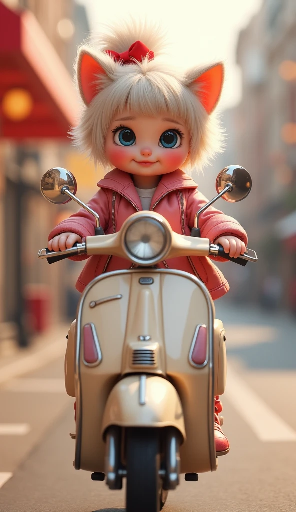 Cute little girl s,cheerfulness,Step on the scooter,Glide on the road