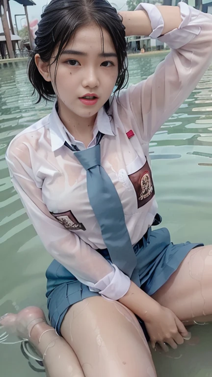 20 year old Indonesian prostitute girl in school uniform playing in water, in traditional market, raped (raped) (two men raping), gangbang, humiliation, hardcore sex, rough sex, at dusk, magic moment, wet sand, waves, long sleeves, 2 girls, (cardigan), ((loose tie)), ((pleated skirt)), close-up fantasy with water magic (full body) (90 degree camera angle), beautiful girls, playful, (splashing) wearing skirts made of water, cleavage, photorealistic, soaking wet, on dirt floor, beautiful realistic photo, nymphs in water, hyperrealistic portrait, hyperrealistic fantasy photo, splashing, playing with each other, funny shot, narrow depth of field, 8k, ((soaking wet)), ((soaking wet)), (water dripping), dripping oil, thick clothes, soaked in oil, wet all over, red lipstick, dripping wet hair, varied hair, ((transparent, lying down pose. horny expression. sighing (sighing) sitting on the ground floor, opening her thighs showing her vagina (showing vagina), exhaustion, orgasm, climax orgasm, miserable, sweat running down her face