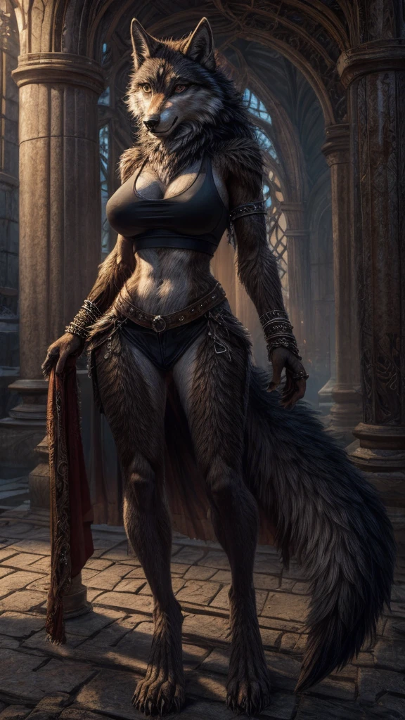 Wolf Woman full body sexy beasts breasts on  Skinny Crop Top