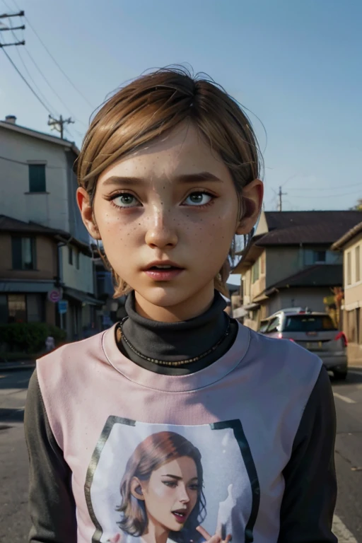 a stunning, portrait in intricate colors  ,  girl,  wearing pink turtleneck or t-shirt,  epic character composition , alessio albi, Nina Masic, sharp focus, natural lighting, Subsurface Scattering, f2, 35mm,clothes