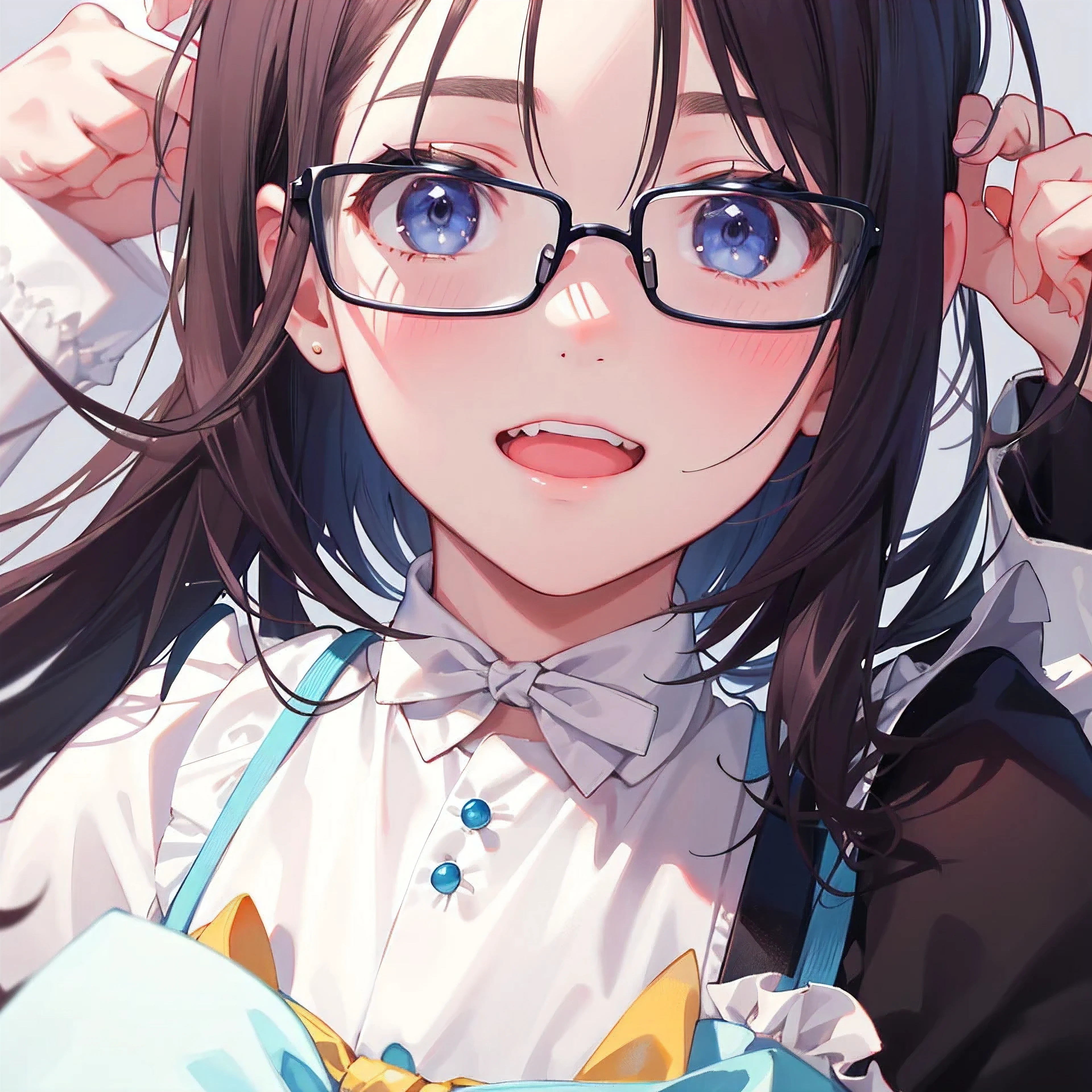 (glaring:1.2), nsfw, (vacuum fellatio:1.5), (:>=:1.2),(big penis:1.1), pov,leaning forward, head shot, long hair, Braid, sidelocks, black hair, brown eyes, white skin, hairclip, glasses, thin eyebrows, anime cg,(cum:1.5),(tears:1.3),目を瞑る, masutepiece, Best Quality, Detailed CG, 8K Wallpaper, tearful,