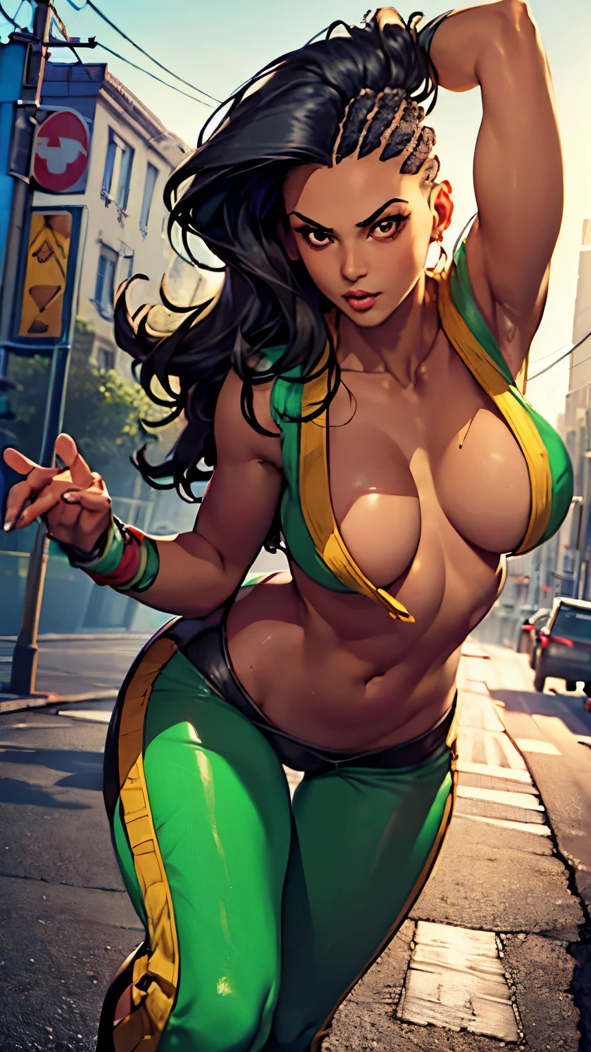 The best quality,8K,high resolution, masterpiece:1.2), (ultra detailed), (erotic lingerie) (NSFW is not safe for artwork), (Laura Matsuda ) (Street Fighter Settings), (pose sexual), (realistic,photorealistic,fotorrealistica:1.37), (high definitionR,high definition), (portrait), ( Bright Colors ), (long legs), (clearly elongated face), (broad) (Hermosos  detailed eyes ), ( Beautiful, detailed lips ), (extremely  detailed eyes  and face),  Bright Eyes Dynamic Angle and Posture.., drenched in sweat, perspiration, Naked (Long eyelashes), (sharp focus), ( Physics-based rendering), (unclothed), ( big breasts) (open legs), (intense), (expression of intense desire), ( motion blur), (elegant), (Slim figure), (inspired by anime), (bright lights), (sexual), (contrasting colors), (mysterious atmosphere), (action packed scene), (Unique style), (amazing), (elegant), (evocative), (expressive), (intriguing atmosphere), ( giant breasts:1.2) ((The best quality)),((Very detailed)), masterpiece,absurdities,detailed face,Beautiful face,( detailed eyes , deep eyes),(1 girl),((dynamic pose)), erotic lingerie