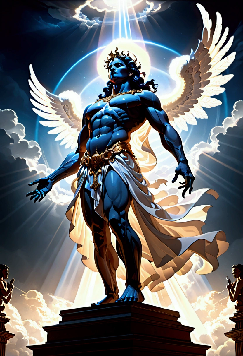 Adult Lord Krishna, detailed,high quality, Cosmos, infinite universe , flaying in cosmos, white eyes , floting hairs, cosmic being,4th dimension