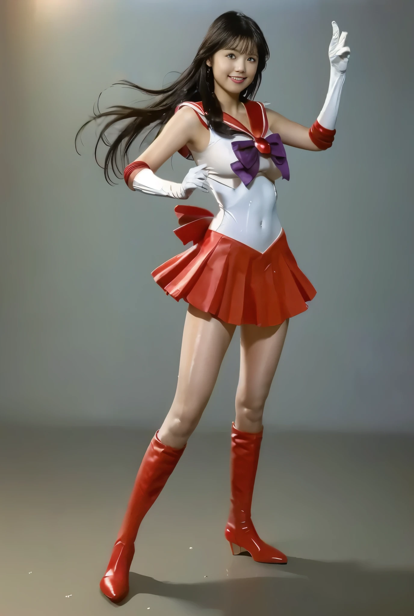 No background、(((Beautiful legs in tights.)))、((( Legally express the beauty of your smile)))、(((Wearing white gloves、Cover young people with gloves  )))、((((Make the most of your original images)))、(((Sailor Mars Costume)))、(((Short and beautiful hair)))、(((suffering)))、(((Please wear beige tights....、Please wear red boots)))、((Best Quality、8k))、((Best Quality、8k、masterpiece:1.3))、(((Save the background )))、Sharp focus:1.2、 beautiful woman with perfect figure :1.4、Slim Abs:1.2、 wet body:1.5、  Highly Detailed Face and Skin Textures 、8k