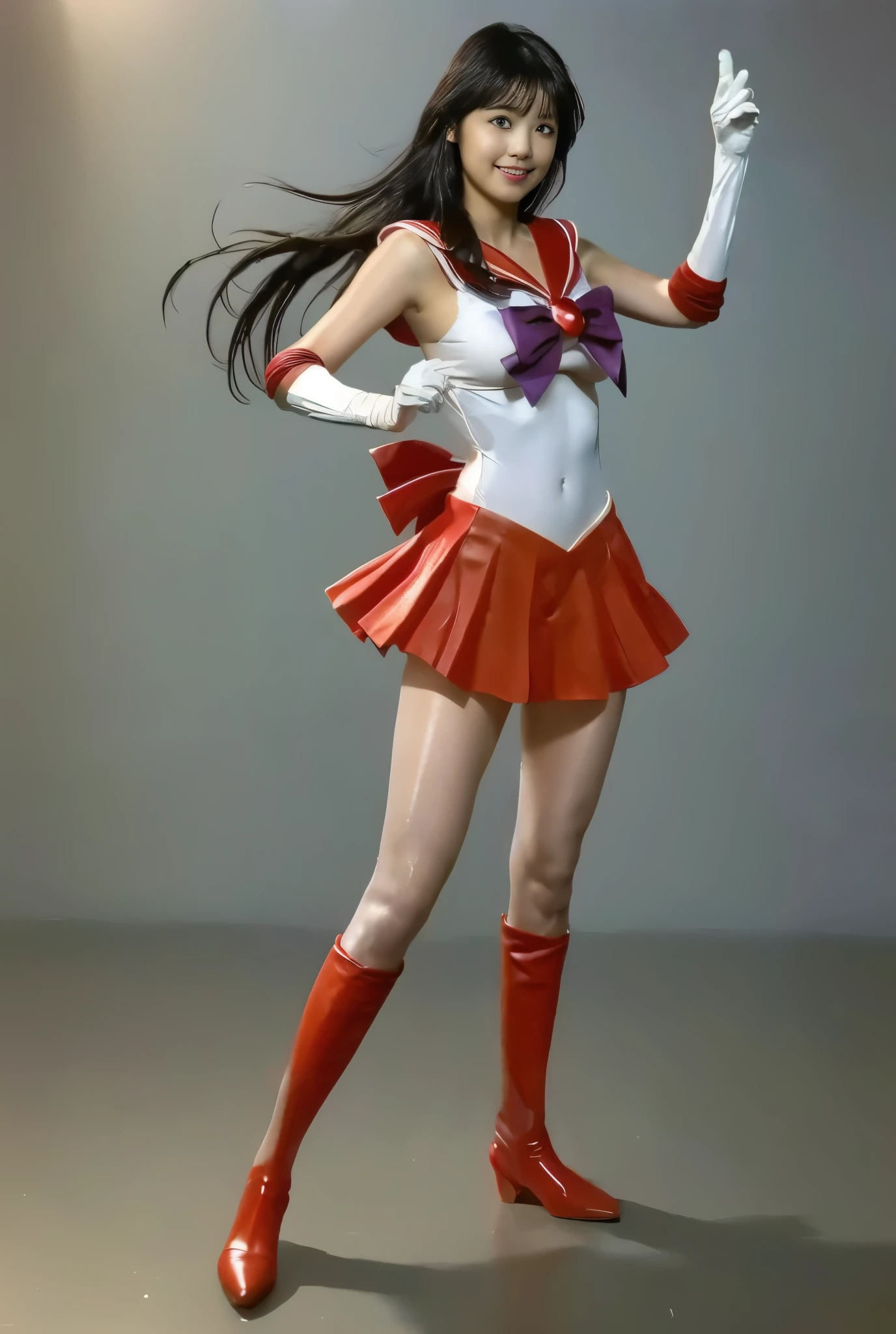 No background、(((Beautiful legs in tights.)))、((( Legally express the beauty of your smile)))、(((Wearing white gloves、Cover young people with gloves  )))、((((Make the most of your original images)))、(((Sailor Mars Costume)))、(((Short and beautiful hair)))、(((suffering)))、(((Please wear beige tights....、Please wear red boots)))、((Best Quality、8k))、((Best Quality、8k、masterpiece:1.3))、(((Save the background )))、Sharp focus:1.2、 beautiful woman with perfect figure :1.4、Slim Abs:1.2、 wet body:1.5、  Highly Detailed Face and Skin Textures 、8k