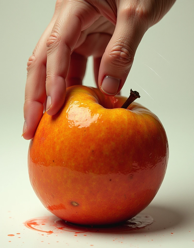 Two strong hands crushing a fruit