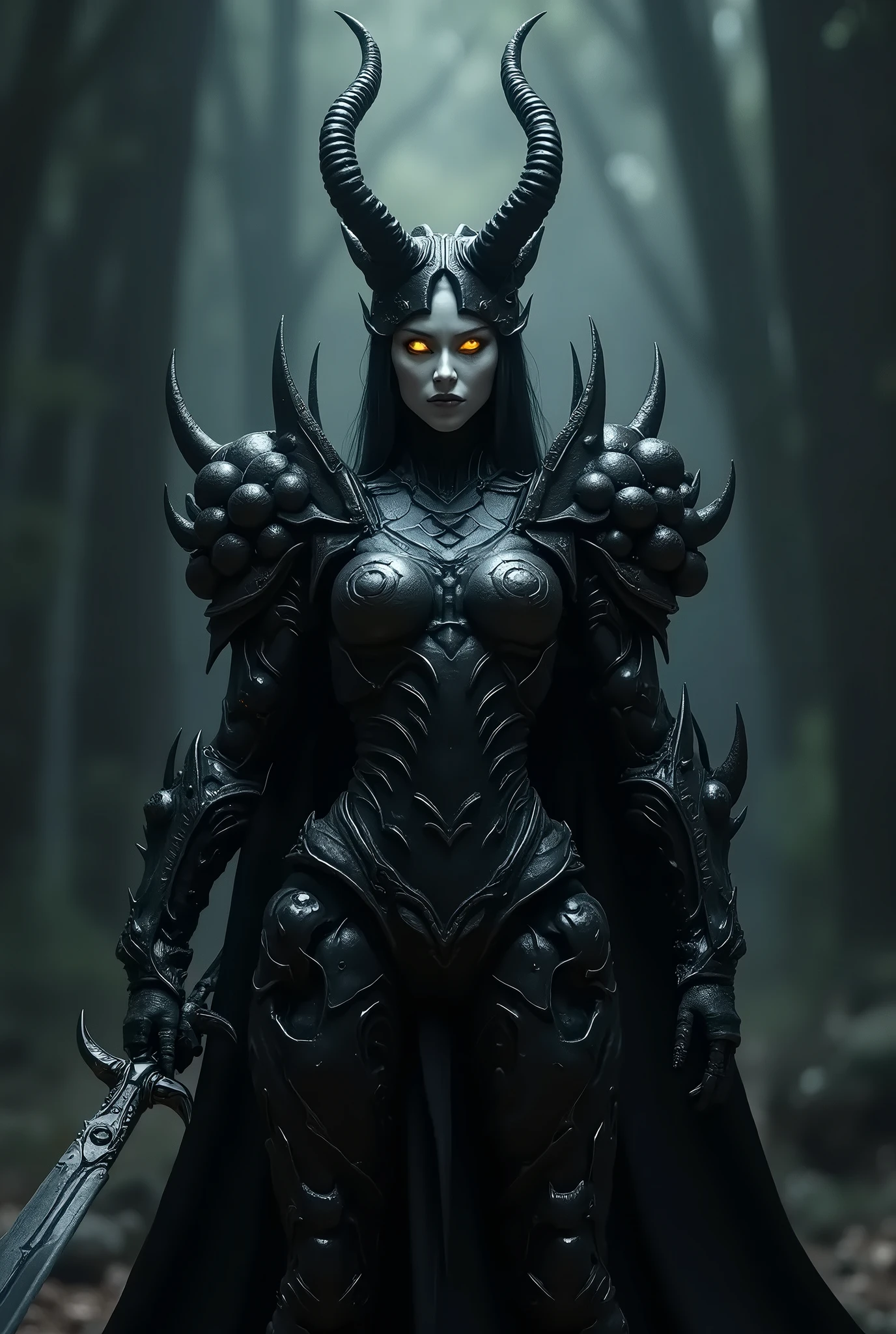 (best quality:1.5), (masterpiece:1.5), (highres:1.5), (RAW photo:1.5), realistic, photo-realistic, high detailed,  film grain, detailed skin, natural lighting, symmetrical,8k,an extremely delicate and beautiful,illustration,
1girl, Random hairstyle, (medium_breasts:1.5),slim legs,delicate and pretty,perfect face,beautiful detailed eyes,fair skin,real human skin,pore,Japanese student,
<lora:B_3B_darkKnightFashion_v10:1>,(dark:1.4), deep shadow, darkness, (under the moonlight, blood moon:1.3), award winning photo, extremely detailed, amazing, fine detail, absurdres, highly detailed woman, extremely detailed eyes and face, piercing red eyes, by lee jeffries nikon d850 film stock photograph 4 kodak portra 400 camera f1.6 lens rich colors hyper realistic lifelike texture dramatic lighting unrealengine trending on artstation cinestill 800 tungsten, Style-Neeko, ((((wearing black steel armor)))), DARK_Glam, wearing DRK_Glam, Dark Knight, from below view, full armored body focus, intimidating look,