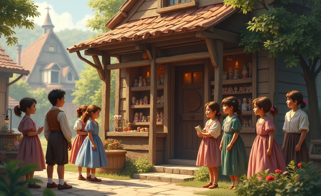 The father made the wooden horse for the children, and the children laughed so happily --auto --s2