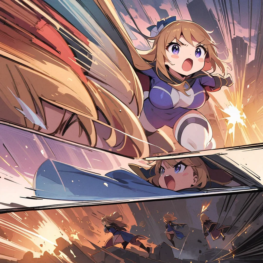 top quality, best quality, highres, masterpiece, super high resolution, detailed background, street, gasping for air(super heroines girls, chubby)super heroine, cape, super heroine tight uniform, chubby, 6+girls, 6+girls, absurdres(highly detailed beautiful face and eyes)perfect anatomy, Chubby, good lighting, furious, fierce battle, cinematic shadow(tight heroine uniform)assorted expressions, action poses, fighting each other, fierce battle, furious battle, assorted angles, full body, blast shot, dynamic angle(girls comic-like panel layouts, speech balloon, English text, Hand-drawn sound effects stickers used in battle comic) battling,quote [ damn you, imbecile Bitches!!!!]