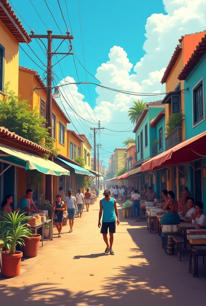 Macondo restored**
**Description:** The town of Macondo has returned to normal. The image shows residents resuming their daily activities normally., but now with expressions of gratitude and new appreciation for life. The village is bathed in the warm light of the sun, symbolizing a new beginning.