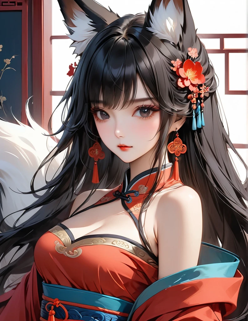 arafed woman with a fan and a flower in her hair, exquisite digital illustration, a beautiful artwork illustration, stunning digital illustration, beautiful digital artwork, inspired by Yun Du-seo, in style of digital illustration, chinese empress, portrait of geisha, a beautiful fantasy empress, beautiful digital illustration, portrait of a beautiful geisha, portrait of a geisha