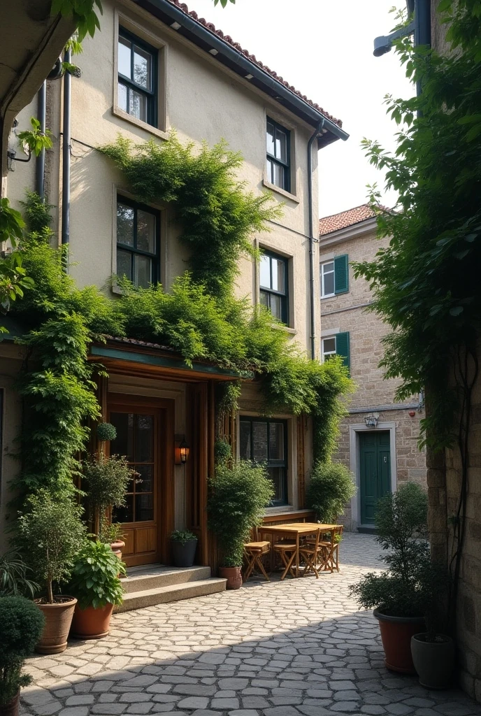 Between two classic stone homes on a narrow village street, this 10m² space distorts reality as time bends around it. The café façade ripples with passing moments, and inside, customers can sit in a time-altered environment, choosing to speed up or slow down their experience. Next door, a weather-shifting lab subtly adjusts the climate of the street—mist becoming gentle showers, or sunlight refracting into a rainbow mist. From the outside, passersby can see plants growing in fast-forward through the windows, making the café look like it exists in a parallel time dimension