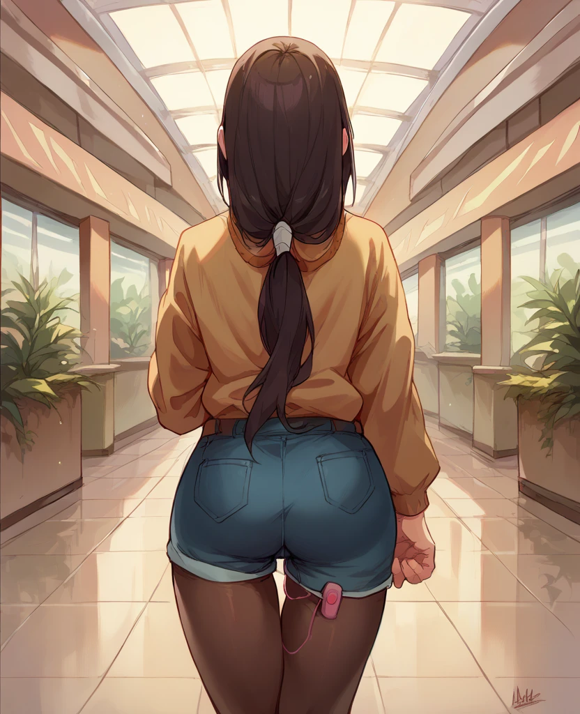 hanabi secretly using a vibrator in her pussy while walking in the mall