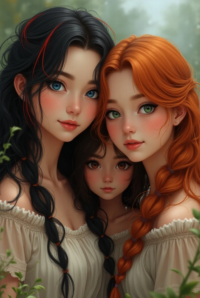 (cute digital painting, cartoon digital painting, digital cartoon painting art), (gorgeous digital painting, high quality portrait, perfect android girl family), (kawaii realistic portrait, family portrait, happy family, happy birthday), (portrait of a family of three, stylized digital illustration).