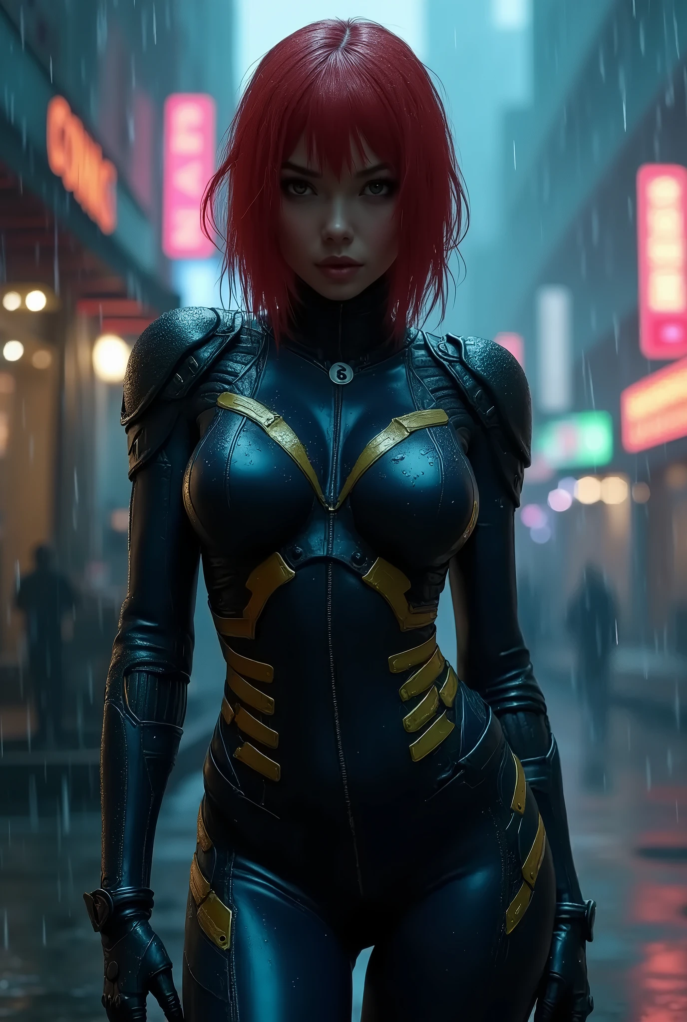 [Cyberpunk Robot Eagle 1.2], [Futuristic City 1.0], Cinematic, Octane, Insane Colors, Hyper Realistic Artwork, Award-Winning Artwork, holographic accessories, and a backdrop of an immersive cyberpunk cityscape. Craft this masterpiece to convey the vibrant energy and grit of the urban landscape while making her a symbol of urban cool. (best quality:1.33), (masterpiece:1.42), (realistic:1.24), (detailed:1.15), A fiery cosmic deity with flaming hair, the Redhead Goddess radiates the brightness of the stars. Her eyes reflect distant galaxies, and her touch bestows the essence of life upon planets. She is the creative force that weaves the fabric of the universe.