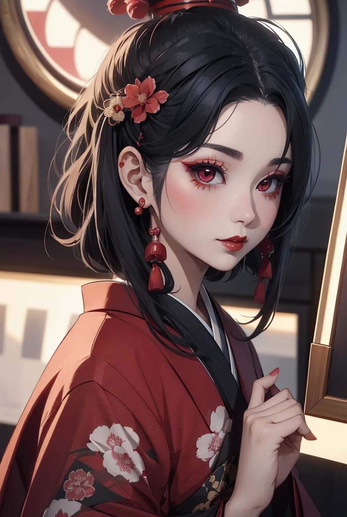 portrait, Haruno Sakura, sultry look, nipple slip, hanfu, sexy petite knees, sitted on chair, elegant, perfect face, realistic body artstyle, subsurface scattering, masterpiece, slight smile, natural light, realistic fabric, realistic nipples, dark background, unreal engine, dynamic angle, extremely detail CG unity 8k wallpaper, sharp focus, beautiful fingers, graceful, glossy skin