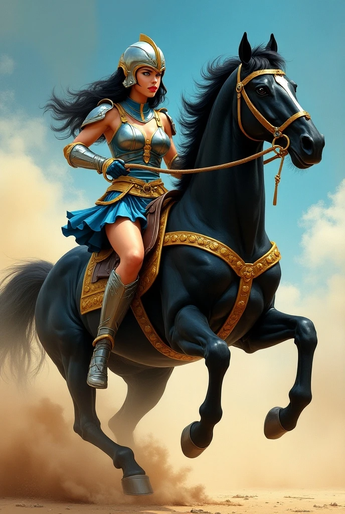 two women Riding an giant elephant, a mature female, many soldiers outside, female muscle, full body, stand, cinematic screen, ethereal, detailed, alluring succubus, ethereal beauty, perched on a cloud, (fantasy illustration:1.3), enchanting gaze, captivating pose, otherworldly charm, mystical sky, soft colors, (detailed cloudscape:1.3), (high-resolution:1.2), ((masterpiece)), (best quality), HDR, ((masterpiece)), (best quality), HDR, FEMME, Mirela Anton art Style, artistic, Soft color palette, windblown flowers, Sparkle, magical photography, Soft smooth lighting, Light background,[light smile], expressionless, On a vain this grand ancient battlefield, the ancient army engaged in intense combat with war chariots rushing forward and ancient warriors wielding swords and engaging in fierce battles. Blood splattered, weapons and armor were broken, and battle flags fluttered in the wind, symbolizing victory and glory. The war chariots charged forward, causing the ground to shake and metal sounds to ring out like thunder, stirring the enthusiasm of the warriors. The entire battlefield was filled with swords, blood, and flesh flying around. The warriors fought with all their might, exchanging their lives and blood for the victory of this war. The dust and smoke on the ground spread, and with each sword and explosion, the entire battlefield became even more majestic. However, the cost of the war was tragic, with countless soldiers falling on the battlefield, and their sacrifice was etched into the glorious history of the nation. hdr, (photorealism, masterpiece quality, best quality),