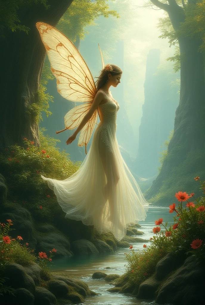 Filipino diwata flying to the left